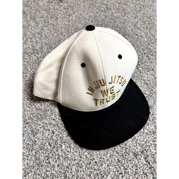 In Jiu Jitsu We Trust Hat White Gold Black BJJ Yupoong Snapback Newaza - Picture 1 of 4